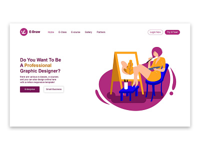 E-Draw Landing Page animation app brand branding character design flat icon identity illustration illustrator lettering logo mobile type typography ui ux web website