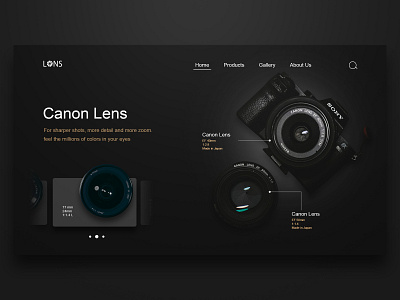 Lons Landing Page app brand branding camera camera lens design identity lens photograhy shoot typography ui ux