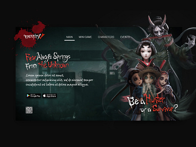 IdentityV Landing Page branding design game game design horror identity identityv illustration landing page mobile games ui ux website