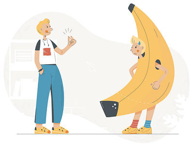 Marketing team banana boy business company flat flat design flat illustration marketing office people start up team