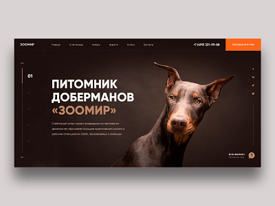 Concept Landing Page Dobermann brown design doberman dog first screen landing landing page one page typography ui ux ux ui ux web web website