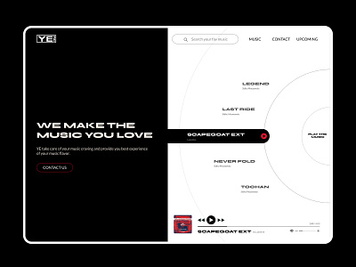 Music Label Website Landing page black and white ui graphic design landing page music music label ui uiux user experience user inetrface design website design