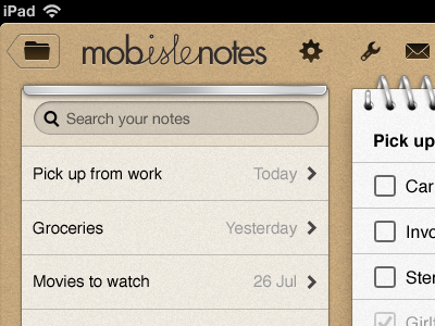 MobisleNotes iPad UI, second try
