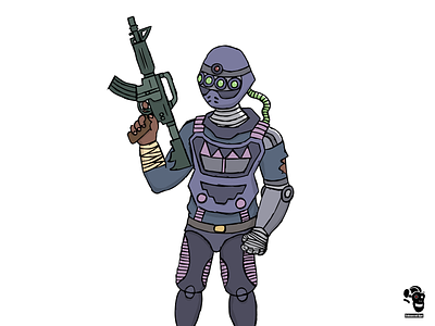 Futuristic soldier ready for action! cartoon character charachter design cyborg design digital drawing digitalart digitalillustration drawing futuristic gun helmet illustration illustrator lenses rifle robotic soldier soldiers