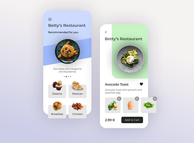 Food Delivery App app avocado breakfast chicken delicious delivery delivery app desert design food food app ingredients mexican minimalist mobile app toast ui white