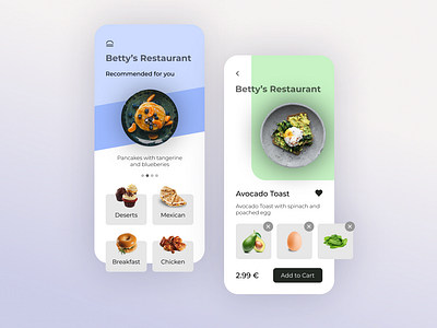 Food Delivery App app avocado breakfast chicken delicious delivery delivery app desert design food food app ingredients mexican minimalist mobile app toast ui white