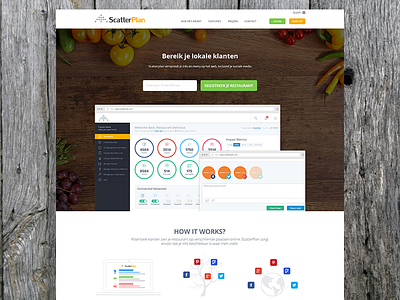 Scatterplan Landing Page about background features how it works landing page restaurant social media ui ux website