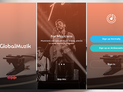 Other Screens - GlobalMuzik apple aqua gradient ios iphone login music sign in sky ui ux vinyl