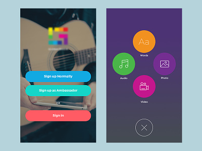 Music App Screens app content ios iphone login music sign in sign up ui upload