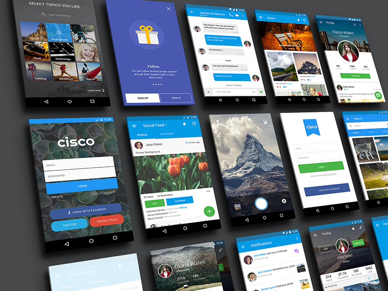 Cisco Material App design download forms gallery kit material photo psd ui app ux