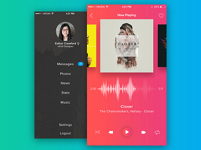 Music and Sidebar app icon kit menu music navigation sidebar template ui