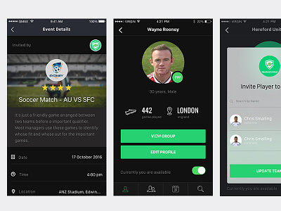 Football App app dark football ios iphone rooney soccer sports ui