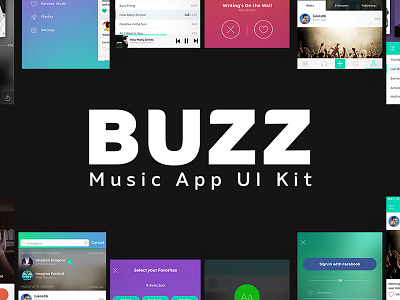 BUZZ Music App UI Kit buzz design download ios iphone kit music ui