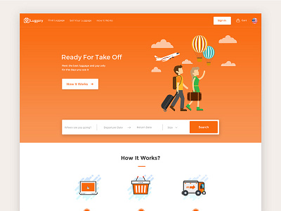 Luggary Homepage delivery design dribbble luggage service ui ux vector web