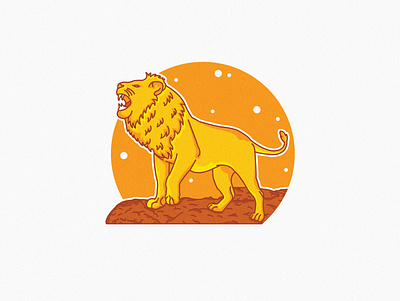 lion line style animal eart illustration line lineart lion orange simple sun tiger vector