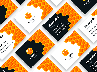 Honeybit business cards blackorbitart branding business card business card design colorful creative graphic design honey honeybit honeycomb logo minimal typography vector graphics лого логотип