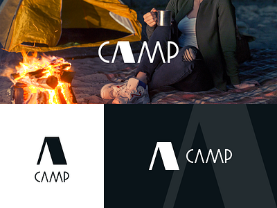 Camp logo a letter antipslava brand identity branding brandmark camp camping creative graphic design lettermark logo logomaker logomark tent typography typography logo vector graphics visual design лого логотип