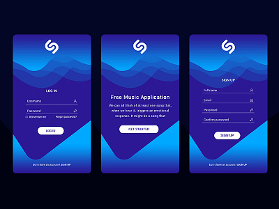 Music Apps Signup and Login screen android app app design app designer login page mobile application design music app signup page user experience user interface