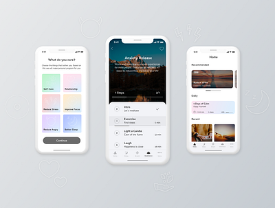 Meditation and breathing mobile app app app design application breathing chart design figma globalwarming ios ios app meditation mobile mobile app design sleep ui ui ux ui design user interface ux yoga