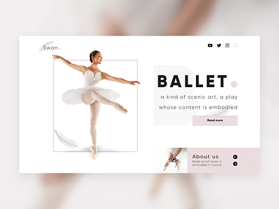 Concept for Ballet school ballerina ballet clean consept design elegant inspiration minimal pink school swan typography ui ux web website white