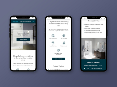 Landing page for premium bathroom remodeling