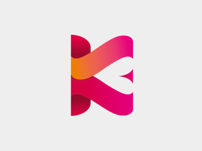 K Letter Heart branding gradient heart k letter logo pink red vector