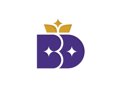 BD stars b letter blue branding crown d letter golden logo monogram vector