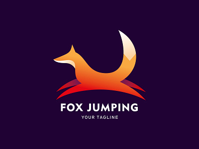 Fox Jumping branding design dynamic fox gradient illustration jump logo red vector wild