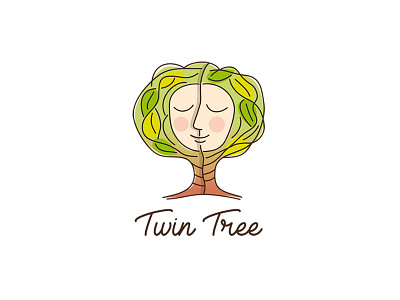 Twin Tree branding eco face illustration leaf logo nature tree logo twin