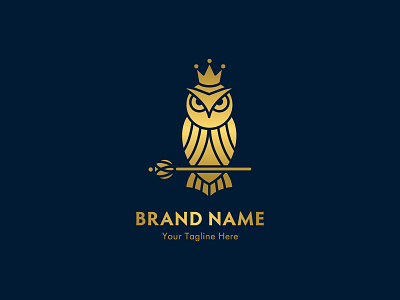 King Owl branding crown golden king logo owl vector