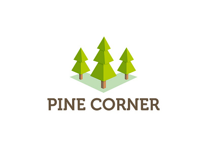 Pine Corner 3d branding eco green logo pine tree