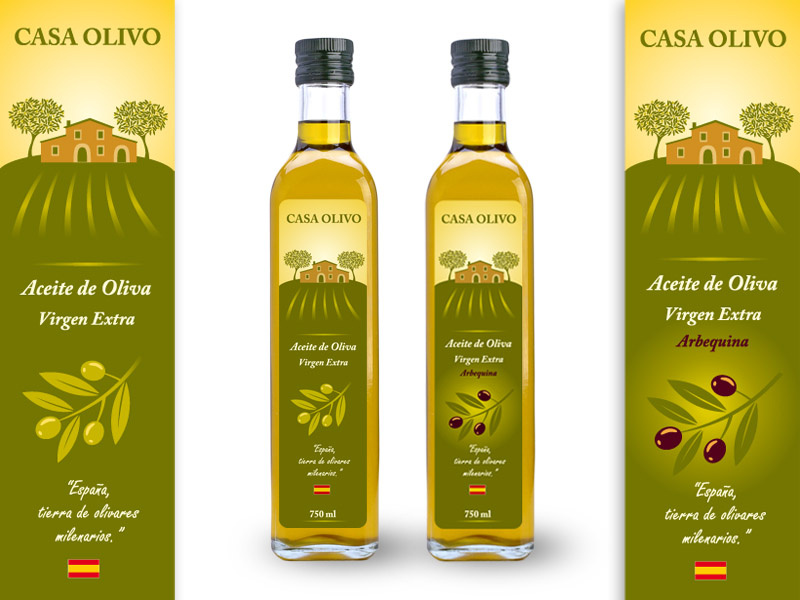 Casa Olivo Labels olive tree spain spanish label illustration vector oil olive