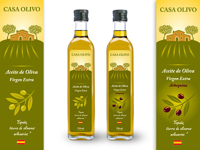 Casa Olivo Labels illustration label oil olive olive tree spain spanish vector