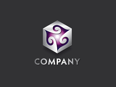 Magic Box box branding cube logo magic silver swirl vector violet