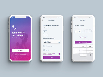 Create Account TravelEver App app design mobile ui ux