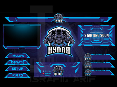 Streaming Twitch Overlay Design with Mascot Logo element