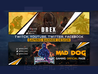 Gaming Social Media Banner for Live stream Gamer branding design facebook banner gaming banner graphic design instagram logo social media stream banner stream overlay twitch banner twitch logo youtube banner