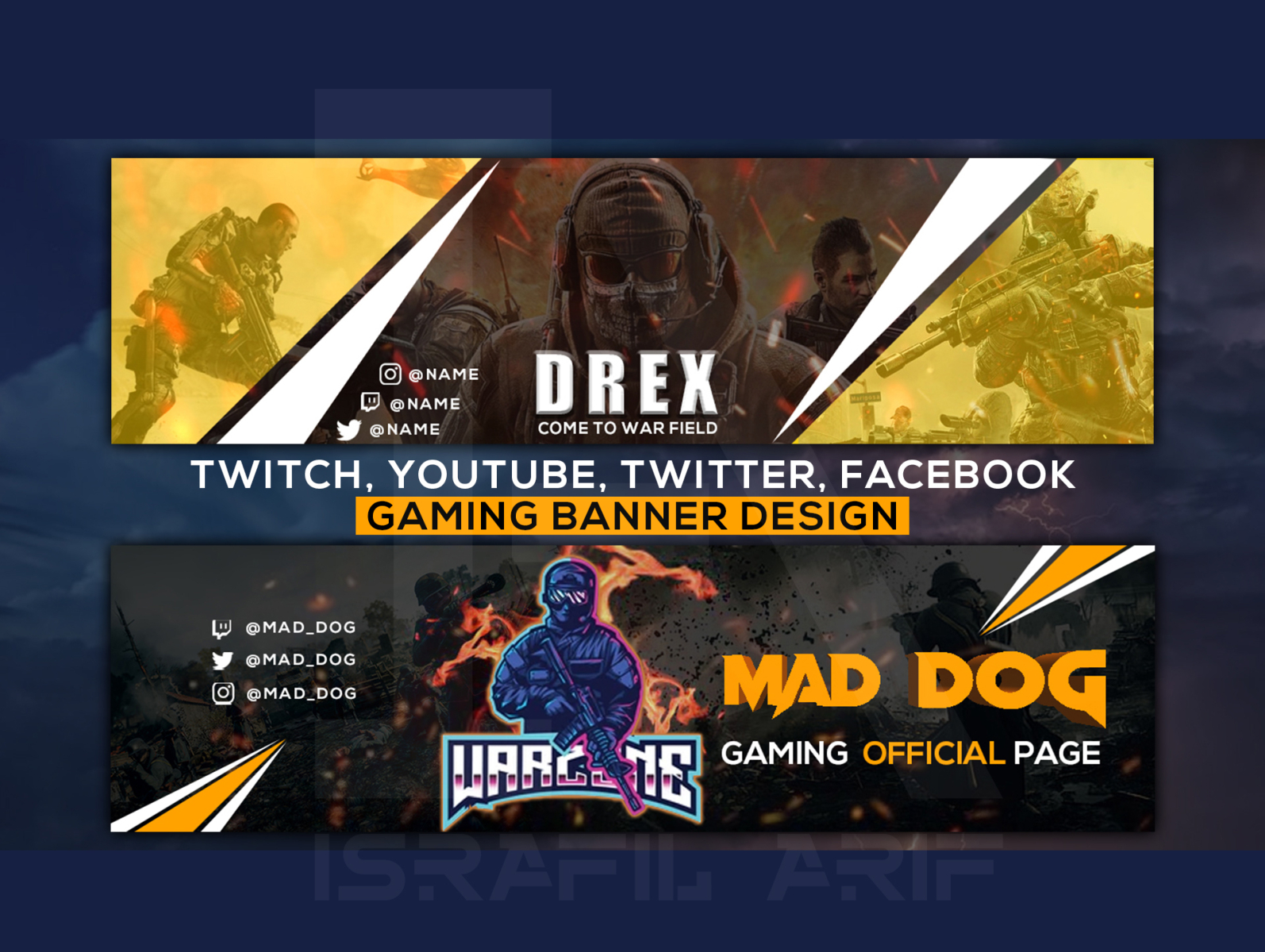 Gaming Banner, eSports Design For , Twitch, Twitter