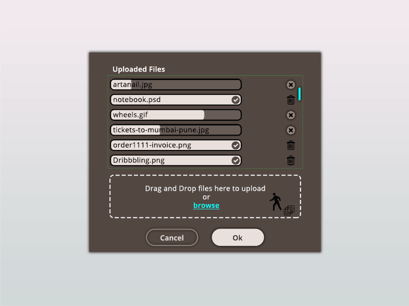 File Upload 031 Animation 4by3 button cancel dailyui dailyui 031 delete drag drop file upload fileupload ui