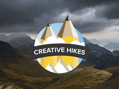 Creative Hikes Logo branding community creative hikes hiking logo outdoors pencils sky