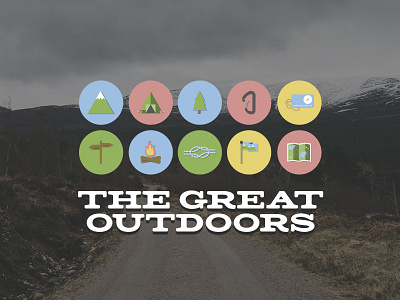 Hiking Icons campfire colour compass hiking icon karabiner lifestyle navigation outdoors rope signpost