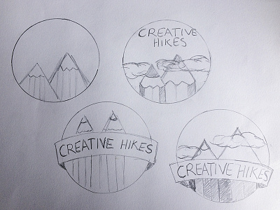 Creative Hikes Logo Sketch clouds creative hikes hiking identity logo mountains outdoors pencils sketch