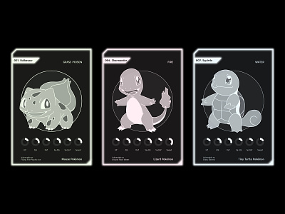 pokemon cards 3 (Bulbasaur Charmander Squirtle) bulbasaur charmander design dribbble dribbbleweeklywarmup grow illustration pokemon squirtle vector vectorart weekly warm up