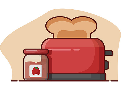 Toaster & Strawberry Jam art cartoon design digital art drawing graphic illustration jam outline toaster vector