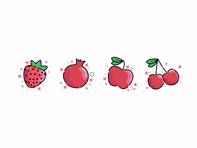 Red Fruit Icon apple cherry fruit fruits icon outline pomegranate red strawberry