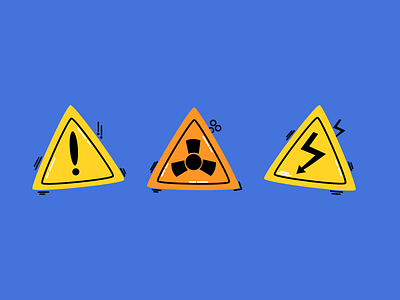Warning Sings attention damage danger electric hard harm loss nuclear plate sheet sing warning