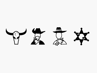 Cowboy Icon 1 bull cowboy cowboy hat glyph hat head icon law man oldschool sheriff sheriff star skull star western