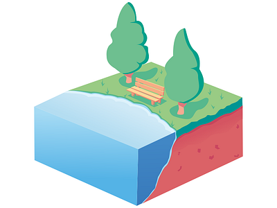 The Garden garden grass ground happiness holiday hope isometric lake nature park pastel pastel color river serenity tree trees water