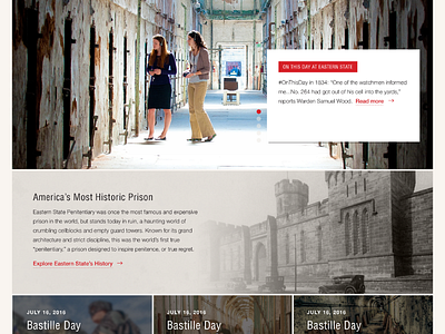 Eastern State Penitentiary - Homepage Design Comp design historic museums prison ui website