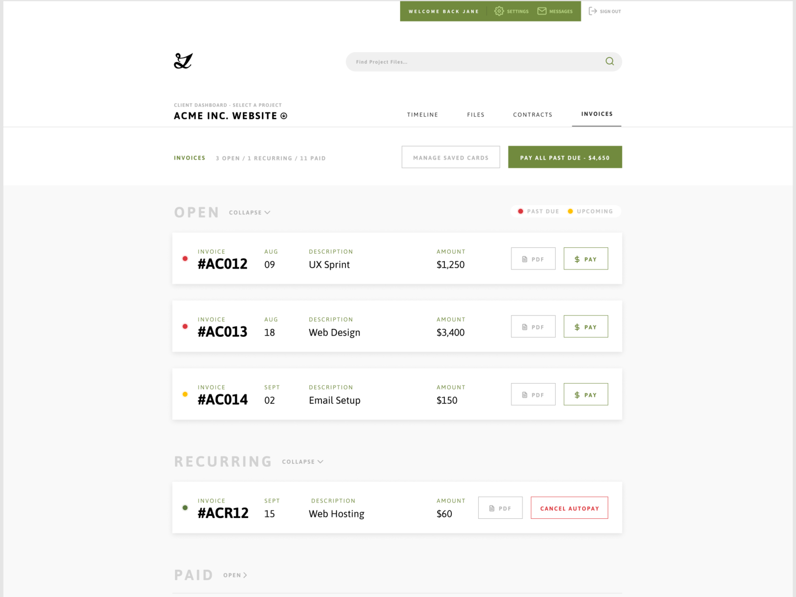 Freelancer/Client Dashboard - Invoice by George Kuka III on Dribbble